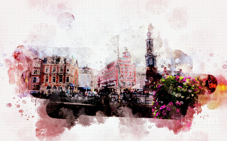 City Life In Watercolor Style  Digital Art by Ariadna De Raadt