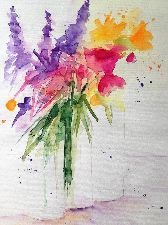 Colorful Bouquet #1 Painting by Britta Zehm