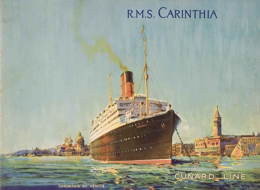 Boat Drawing - Cunard Line Promotional Brochure For #5 by Vintage Design Pics