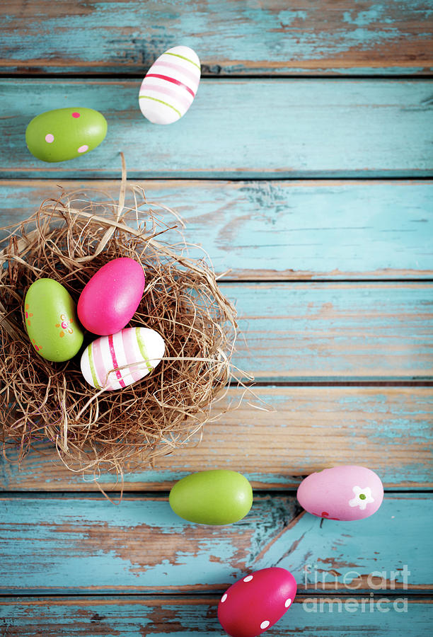Easter Photograph - Easter egg background #5 by Kati Finell