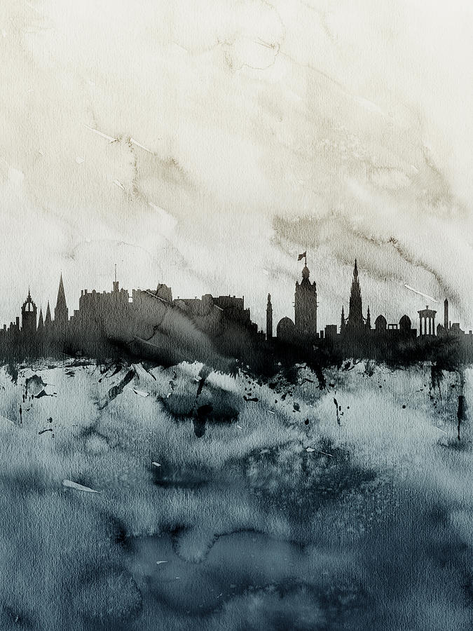 City Digital Art - Edinburgh Scotland Skyline #5 by Michael Tompsett