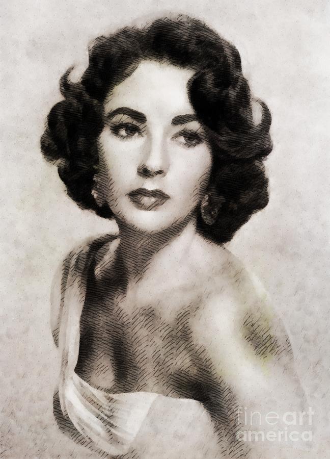 Elizabeth Taylor, Vintage Hollywood Legend Painting