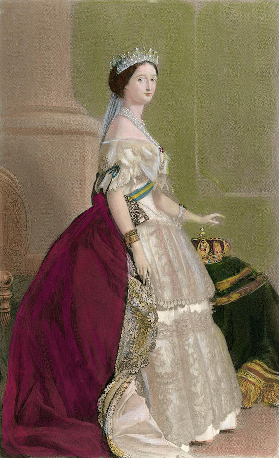 1853 The Empress Eugénie, famous for her elaborate toilettes