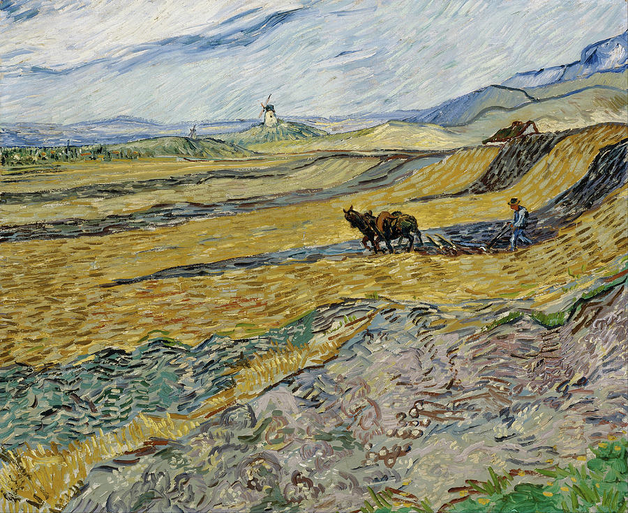 Vincent Van Gogh Painting - Enclosed Field with Ploughman #5 by Vincent van Gogh