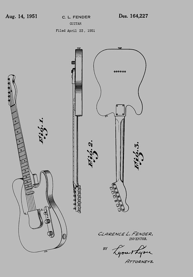 Abstract Photograph - Fender guitar patent from 1951 #5 by Chris Smith