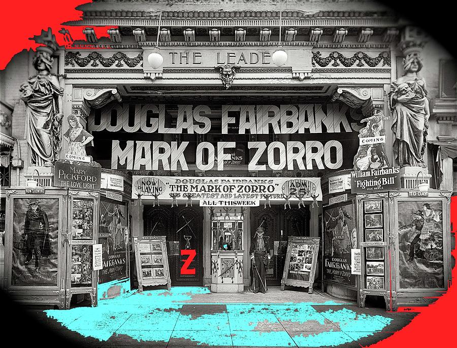 Film Homage Douglas Fairbanks The Mark Of Zorro 1920 The Leader Theater Washington D.c. 1920-2010 #5 Photograph by David Lee Guss