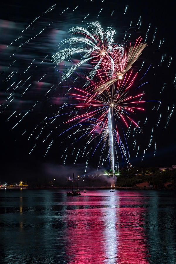 Fireworks over Portland, Maine #5 Photograph by Colin Chase