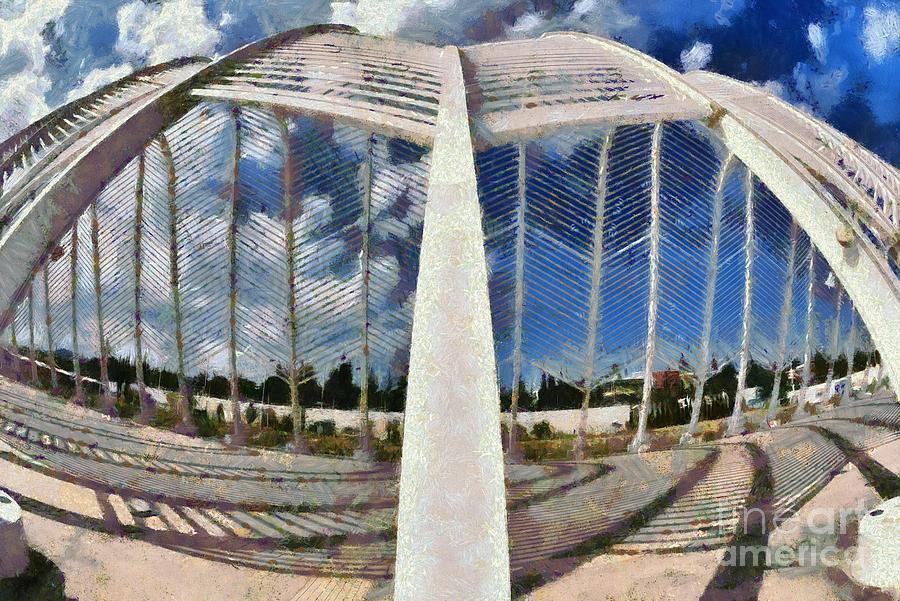 Fish eye view of Archway in Olympic stadium #6 Painting by George Atsametakis