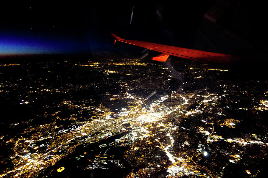 Flying At Night Over Cities Below #5 Photograph by Alex Grichenko