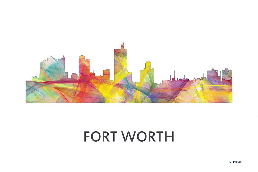 Architecture Digital Art - Fort Worth Texas Skyline #5 by Marlene Watson