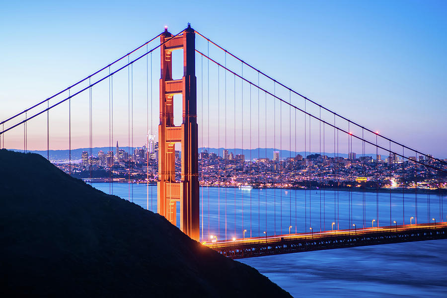 Golden Gate Bridge In San Francisco At Sunrise #5 Photograph by Alex Grichenko