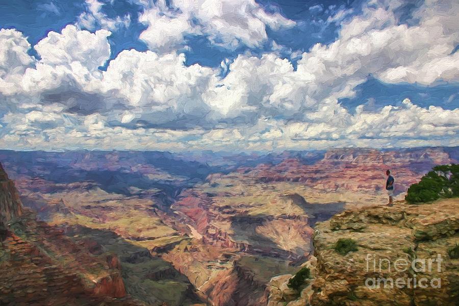 Grand Canyon with man painterly Digital Art by Patricia Hofmeester