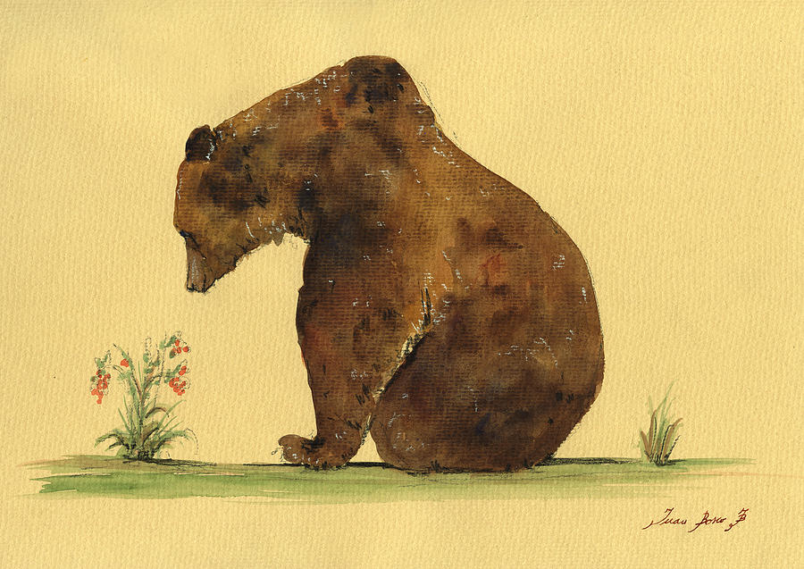 Grizzly Bear Painting - Grizzly bear watercolor painting #5 by Juan  Bosco