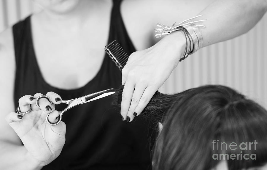 Hairstylist Cutting Hair Of Female Customer #5 Photograph by JM Travel Photography