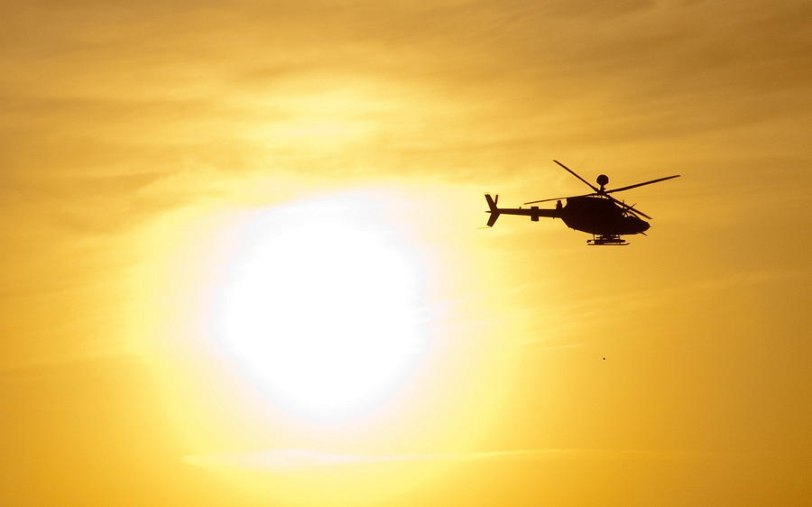 Sunset Digital Art - Helicopter #5 by Super Lovely