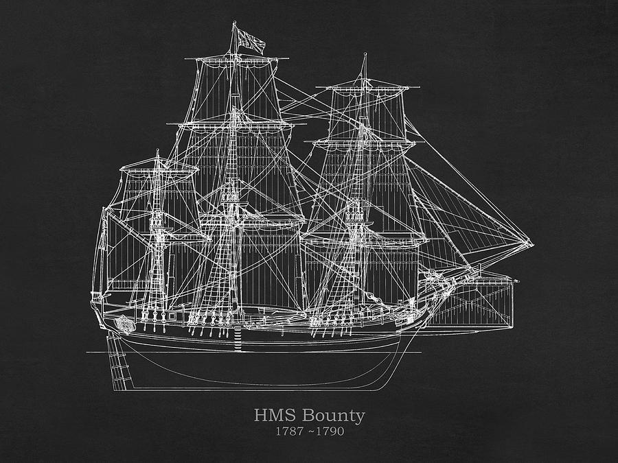 HMS Bounty ship plans Drawing by StockPhotosArt Com - Fine Art America