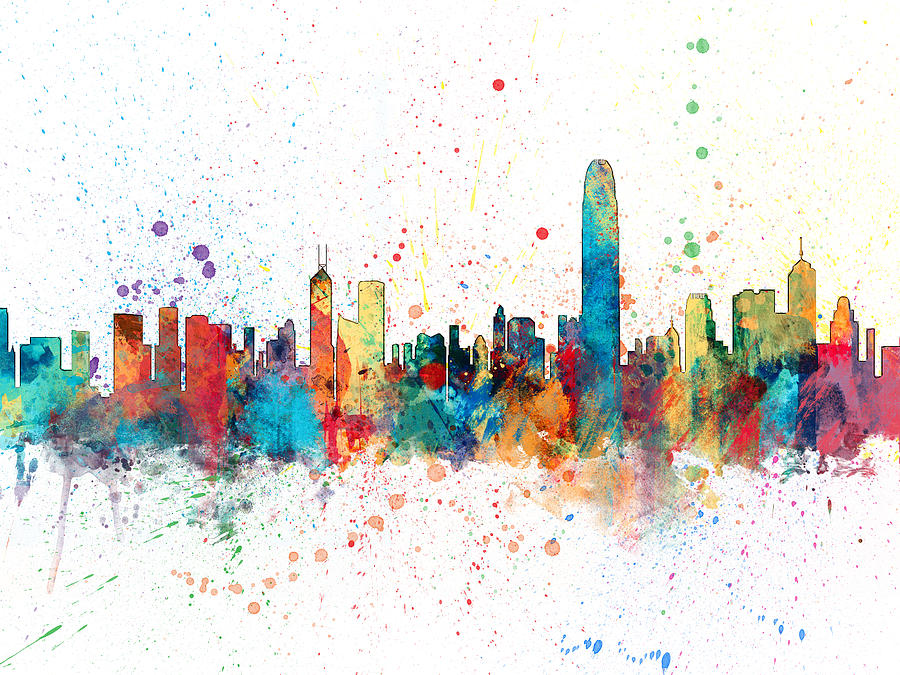 Hong Kong Digital Art - Hong Kong Skyline #5 by Michael Tompsett