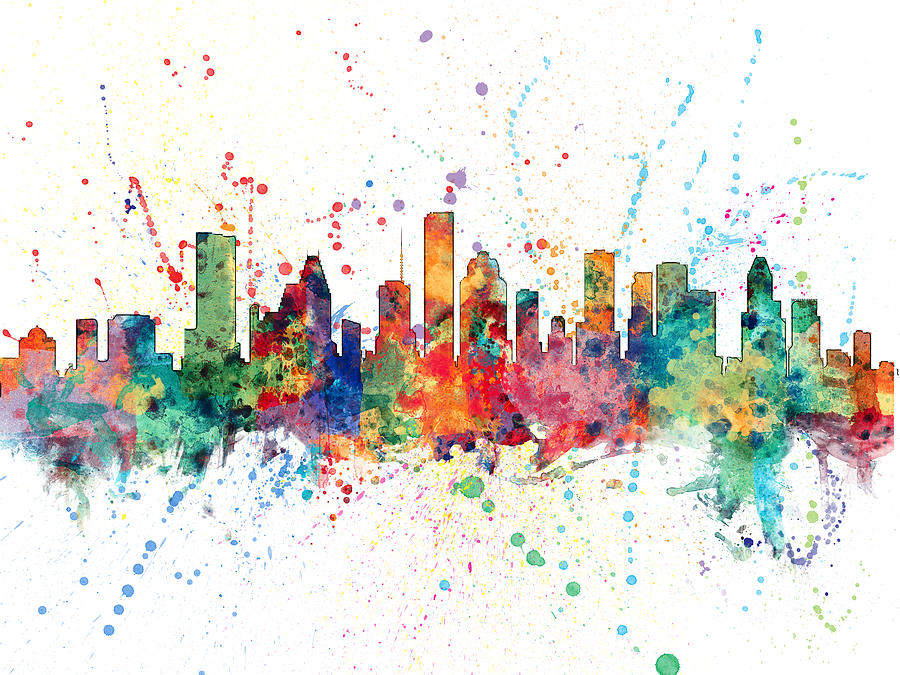 Houston Digital Art - Houston Texas Skyline #5 by Michael Tompsett