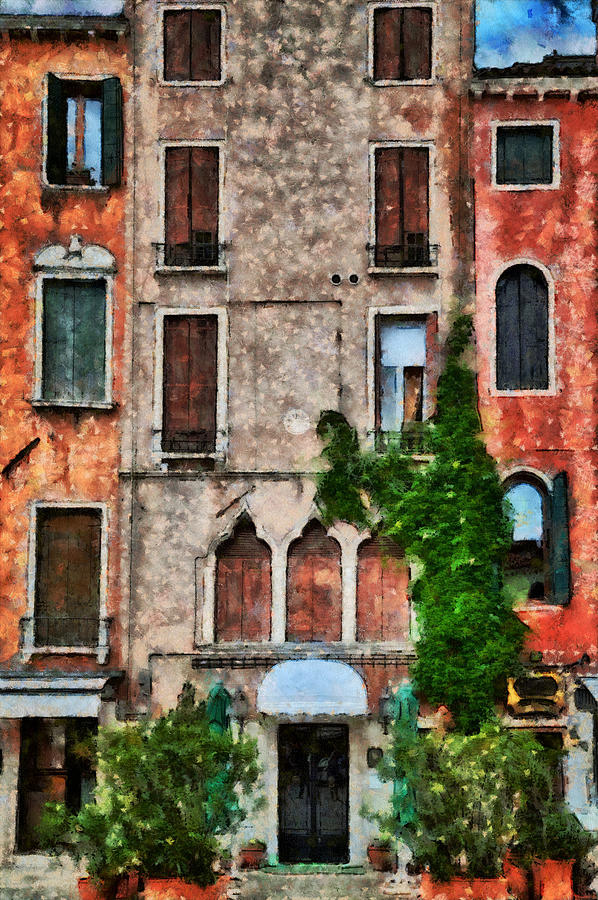 In the old town of Venice in Italy #5 Digital Art by Gina Koch