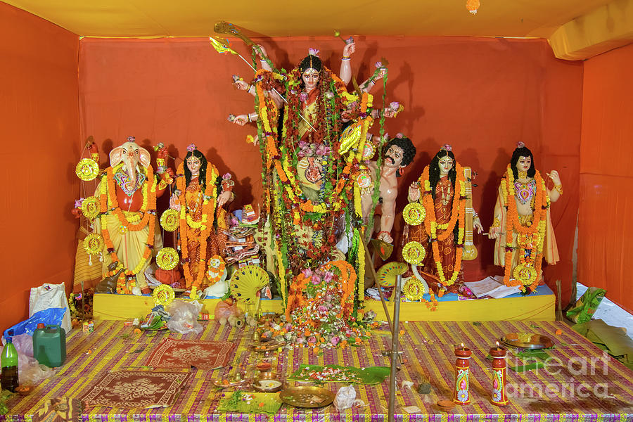 Interior of decorated Durga Puja pandal at Kolkata West Bengal India #5  Photograph by Rudra Narayan Mitra - Pixels