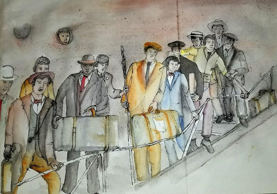 Italians  Ellis island  prohibition album #5 Painting by Debbi Saccomanno Chan