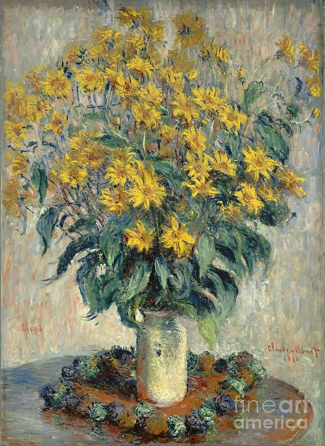 Jerusalem Artichoke Flowers #5 Painting by Claude Monet