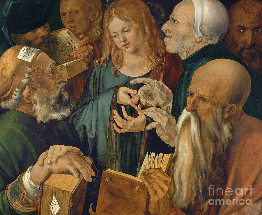 Albrecht Durer Painting - Jesus Among the Doctors by Albrecht Durer