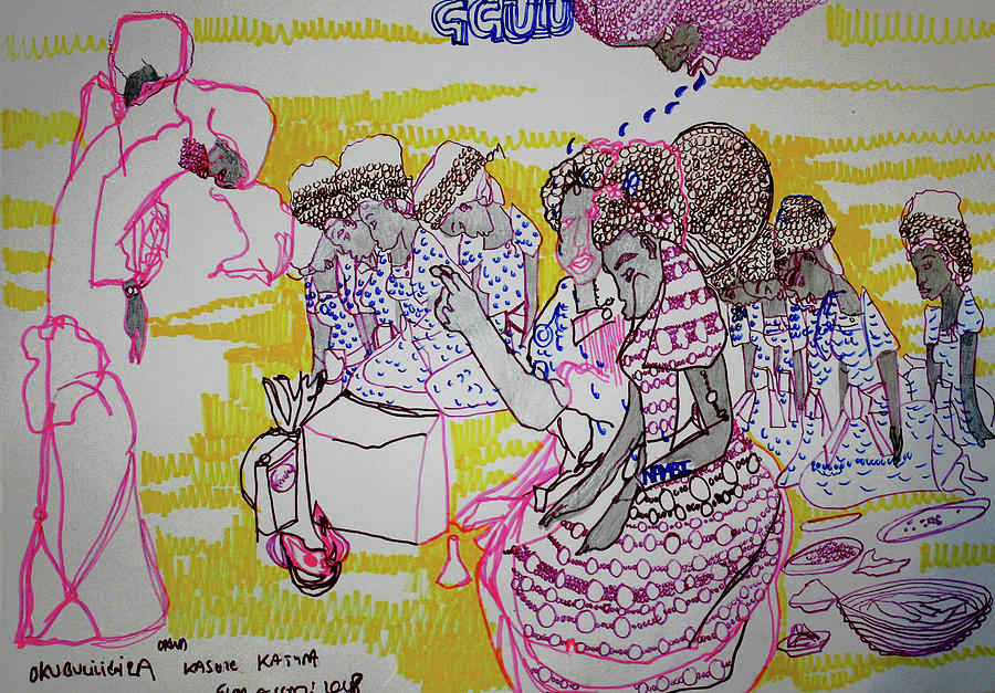 Kintu and Nambi Kasuze Katya #5 Painting by Gloria Ssali