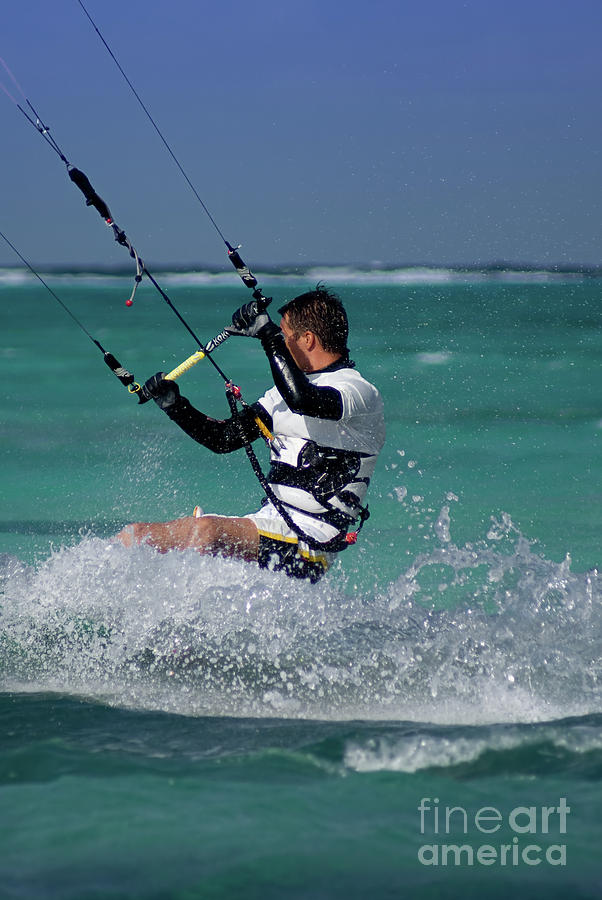 Kite surfing in Grand Cayman #5 Photograph by Anthony Totah