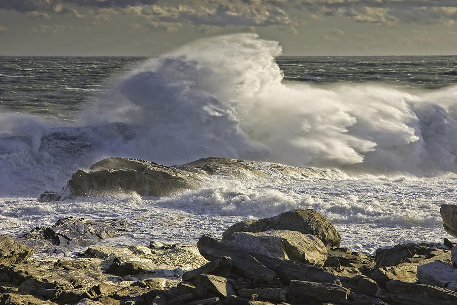 Large Waves Near Pemaquid Point On The Coast Of Maine #5 Photograph by Keith Webber Jr