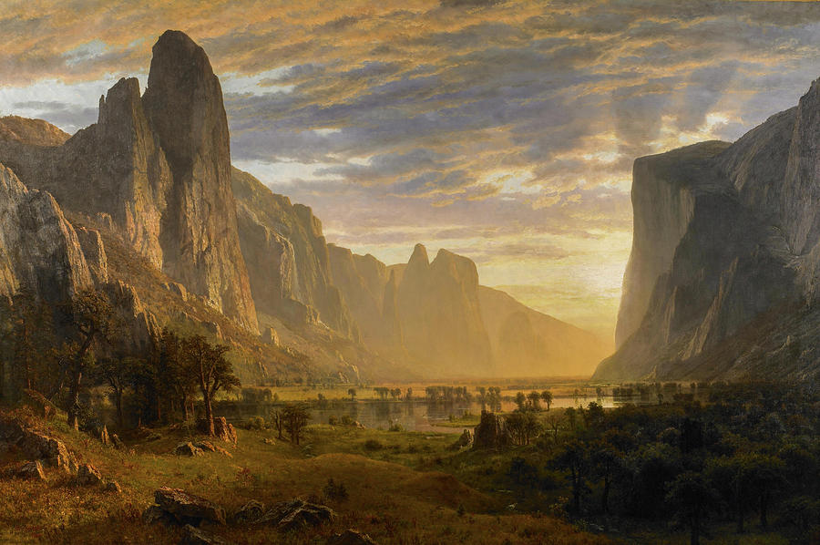 Looking Down Yosemite Valley #5 Painting by Albert Bierstadt