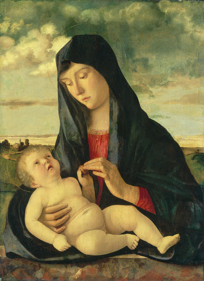 Madonna and Child in a Landscape #5 Painting by Giovanni Bellini