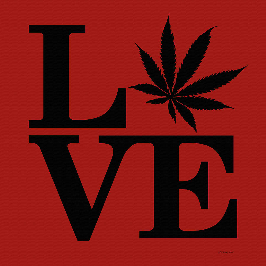 Marijuana Leaf Love Sign #5 Digital Art by Gregory Murray