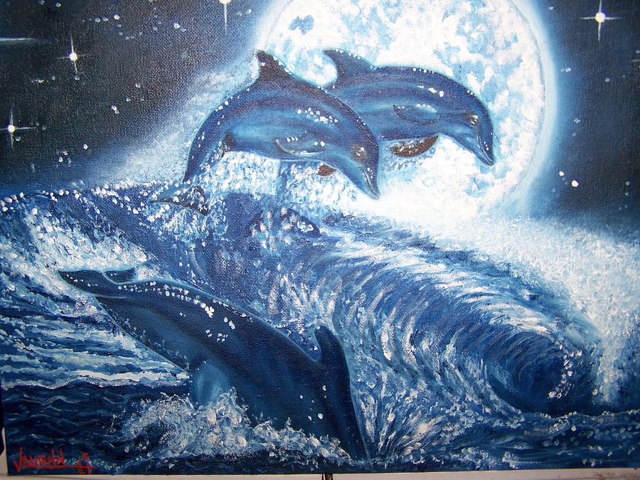 Midnight Swim  #5 Painting by Charles Vaughn
