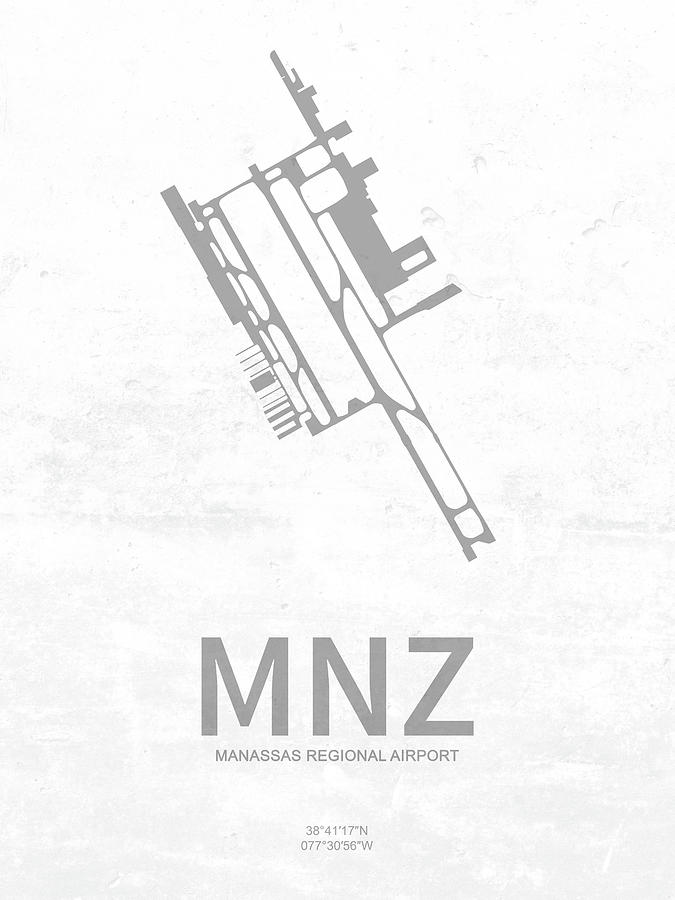 Mnz Manassas Regional Airport In Manassas Usa Runway Silhouette Digital Art