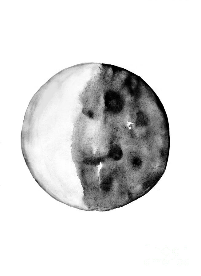Black And White Painting - Moon Phase #5 by Sweeping Girl
