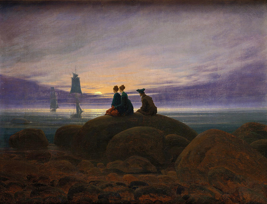 Moonrise over the Sea Painting by Caspar David Friedrich - Fine Art America