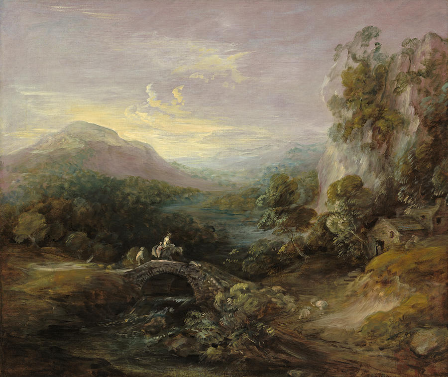 Mountain Landscape with Bridge #6 Painting by Thomas Gainsborough