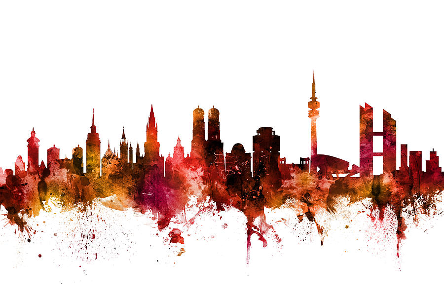Munich Germany Skyline #5 Digital Art by Michael Tompsett