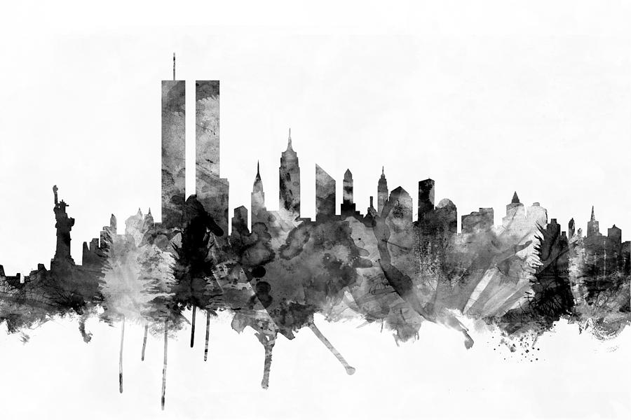 new york city skyline outline drawing