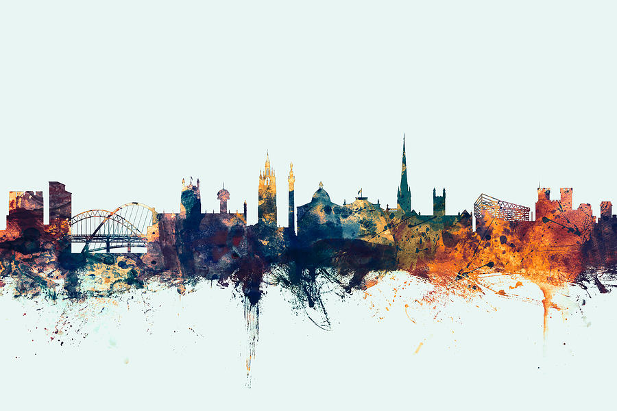 City Digital Art - Newcastle England Skyline #5 by Michael Tompsett