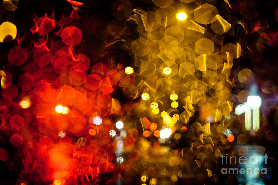 Night lights on a city Abstract #5 Photograph by Raimond Klavins