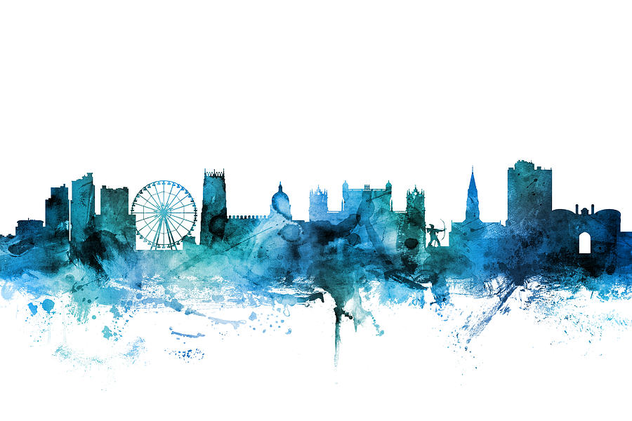 Nottingham England Skyline #5 Digital Art by Michael Tompsett