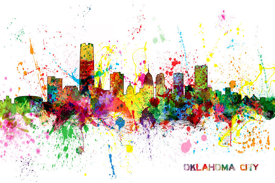 Oklahoma City Skyline #5 Digital Art by Michael Tompsett