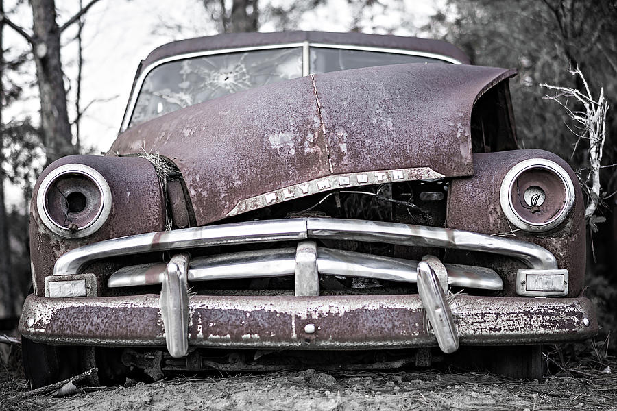 Old Rusty Abandoned Automobile In The Woods #5 Photograph by Alex Grichenko