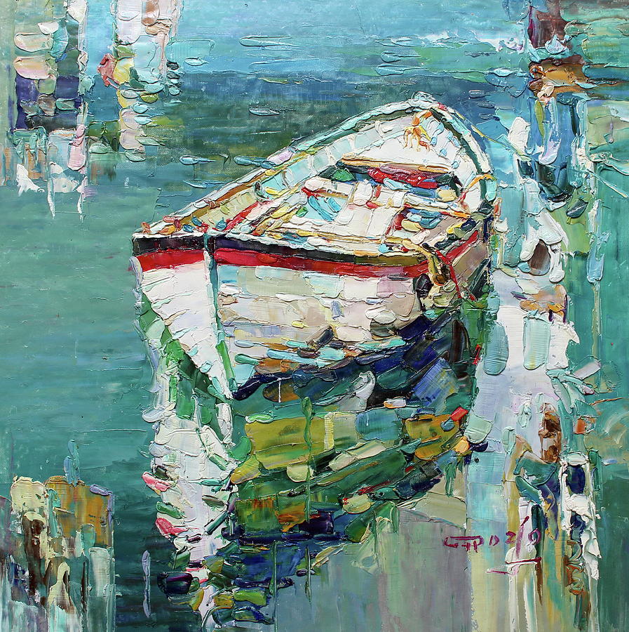 Boat on The Lake, Acrylic Painting