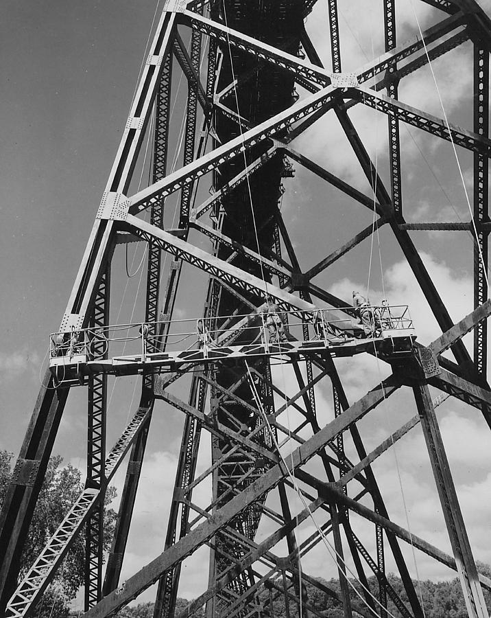 Boone Photograph - Painting Boone High Bridge - 1958 #2 by Chicago and North Western Historical Society