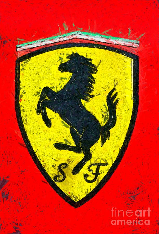 Painting of Ferrari badge #2 Painting by George Atsametakis