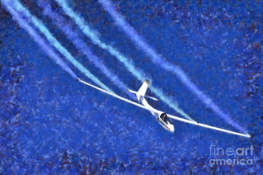 Painting of Johan Gustafsson in his glider #6 Painting by George Atsametakis