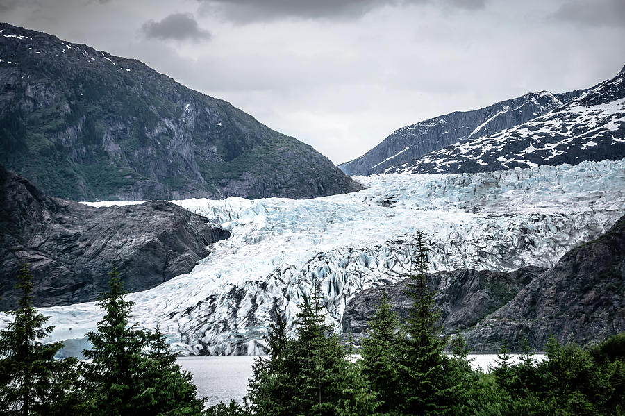 Panoramic view of Mendenhall Glacier Juneau Alaska #5 Photograph by Alex Grichenko